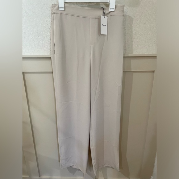 NWT Theory Women's Beige Trousers Jolinta Pull on Pants Matte Twill - Picture 1 of 8